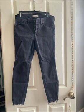 Madewell Black 9” High Rise Skinny Jeans with Button-Fly